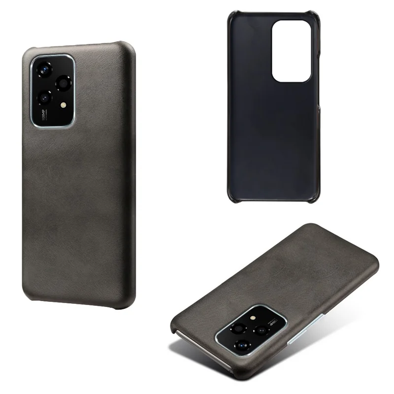 For Honor 200 Lite Case Calf Texture PU Leather Hard PC Protective Phone Cover - Black