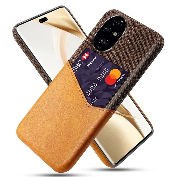 Для Чести 200 Pro 5G Case PU Кожаная Карточка Слота Ткани Текстура Твердой Компьютера. - Апельсин