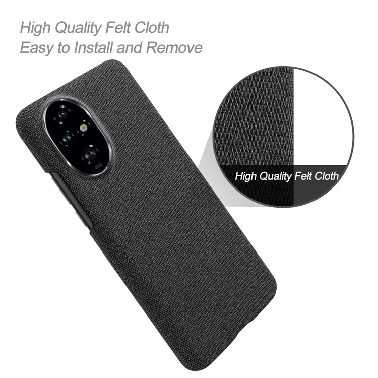 For Honor 200 Pro 5G Case Cloth Texture Anti-Scratch Protective PC Phone Cover - Black