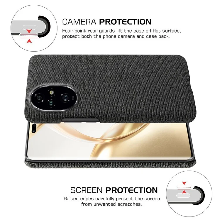 For Honor 200 Pro 5G Case Cloth Texture Anti-Scratch Protective PC Phone Cover - Black