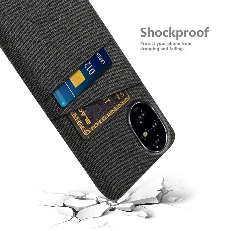 Для Honor 200 Pro 5G Case Clate + PC Hard Phone Cover с Двойными Слотами - Черный
