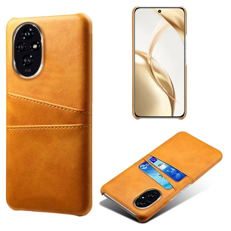 Para Honor 200 5G Case Dual Card Slots PU Leather + Hard PC Telephip Cover - Naranja