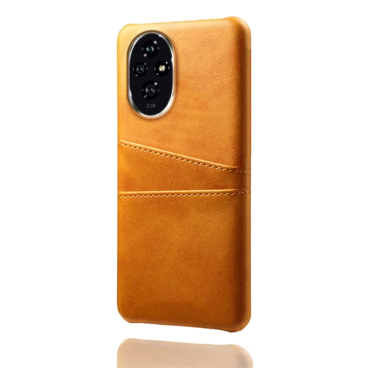Para Honor 200 5G Case Dual Card Slots PU Leather + Hard PC Telephip Cover - Naranja