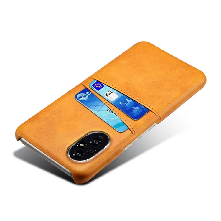 Para Honor 200 5G Case Dual Card Slots PU Leather + Hard PC Telephip Cover - Naranja