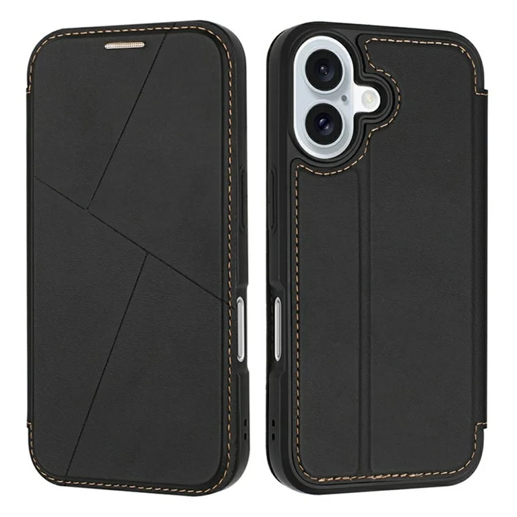 Per Iphone 16 Plus Case Magnetic Closure Closure Slot Flip Cover Del Telefono - Nero