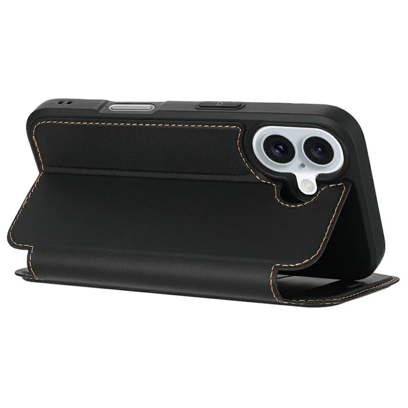 For iPhone 16 Plus Case Magnetic Closure Card Slot Leather Flip Phone Cover - Orange