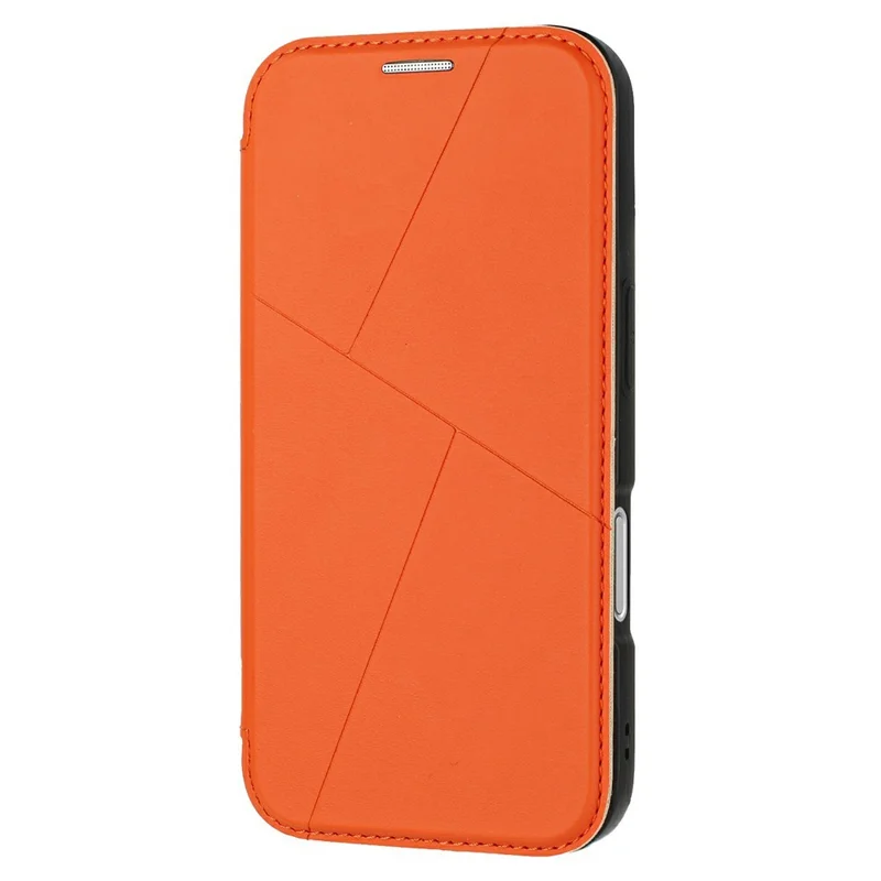 For iPhone 16 Plus Case Magnetic Closure Card Slot Leather Flip Phone Cover - Orange