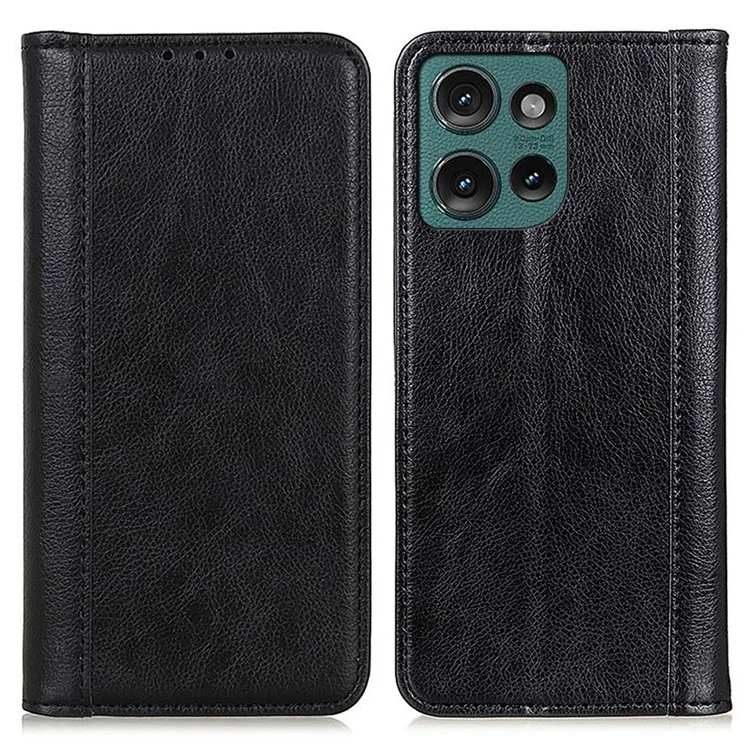 Para Motorola Edge 50 Neo 5G / Moto S50 5G / Thinkphone 25 5G Funda de Pie Funda de Piel Textura de Litchi Monedero - Negro