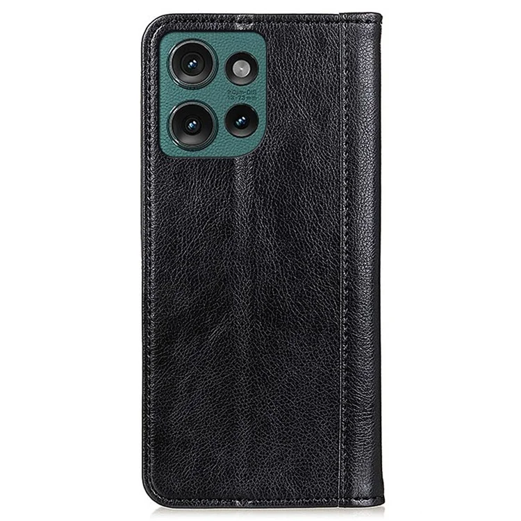 Para Motorola Edge 50 Neo 5G / Moto S50 5G / Thinkphone 25 5G Funda de Pie Funda de Piel Textura de Litchi Monedero - Negro
