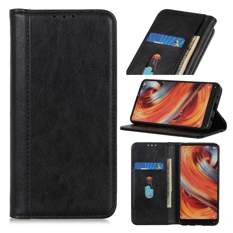 Para Motorola Edge 50 Neo 5G / Moto S50 5G / Thinkphone 25 5G Funda de Pie Funda de Piel Textura de Litchi Monedero - Negro