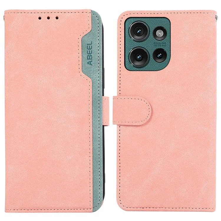 Abeel Per Motorola Edge 50 5g Case Splicing Flip Cover Blocco RFID RFID - Rosa