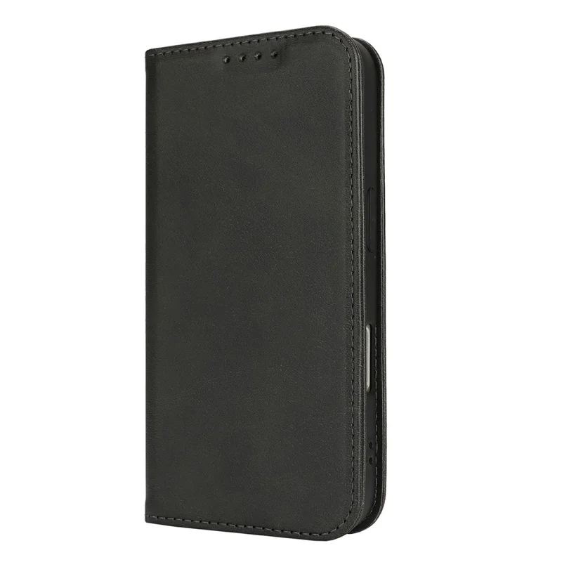 Per Iphone 16 Plus Case PU in Pelle PU Copertina di Smartphone a Chiusura Magnetica Testurizzata - Nero
