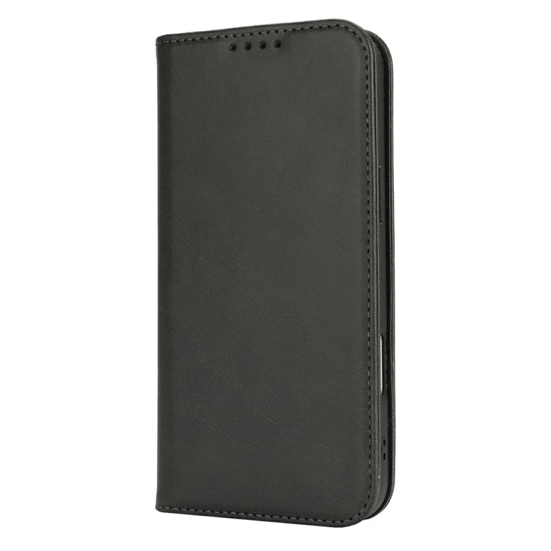 Para Iphone 16 Pro Case PU Leather Calf Cierre Magnético Magnético Portada de Teléfono Inteligente - Negro