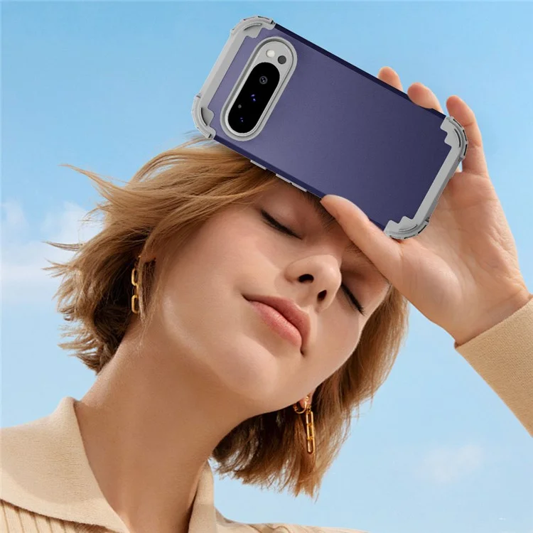 L-Style For Google Pixel 9 Pro Case Shockproof PC + TPU Phone Back Cover - Navy Blue  /  Dark Grey