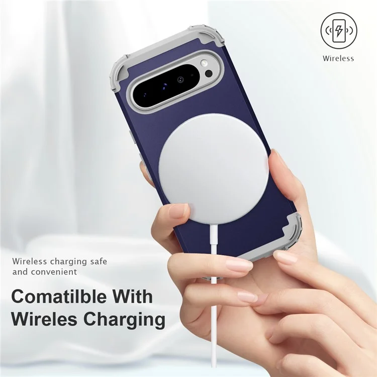 L-Style For Google Pixel 9 Pro XL Case Shockproof PC + TPU Phone Back Cover - Navy Blue  /  Dark Grey