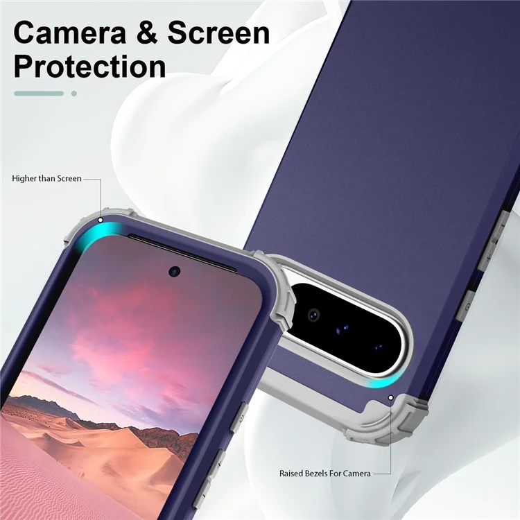 L-Style For Google Pixel 9 Pro XL Case Shockproof PC + TPU Phone Back Cover - Navy Blue  /  Dark Grey