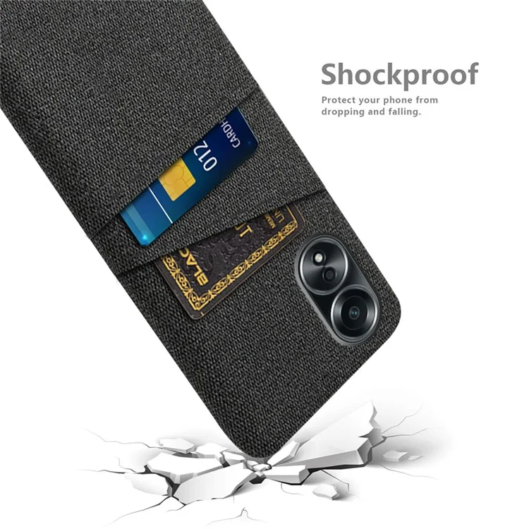 Für Oppo A58 4G Case -stoff + PC Harte Telefonabdeckung Mit Dual -card -slots - Schwarz
