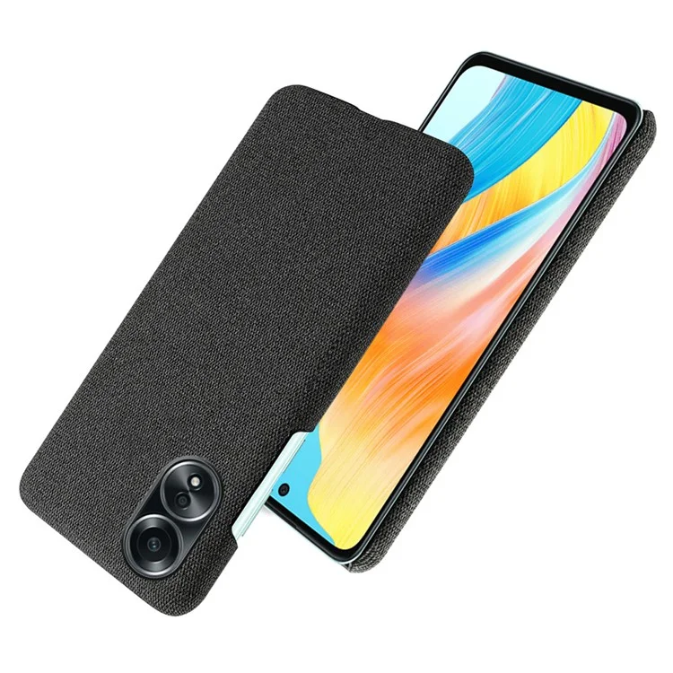 Für Oppo A58 4G Case Stoff Textur Anti-scratch-schutzpc-telefonabdeckung - Schwarz