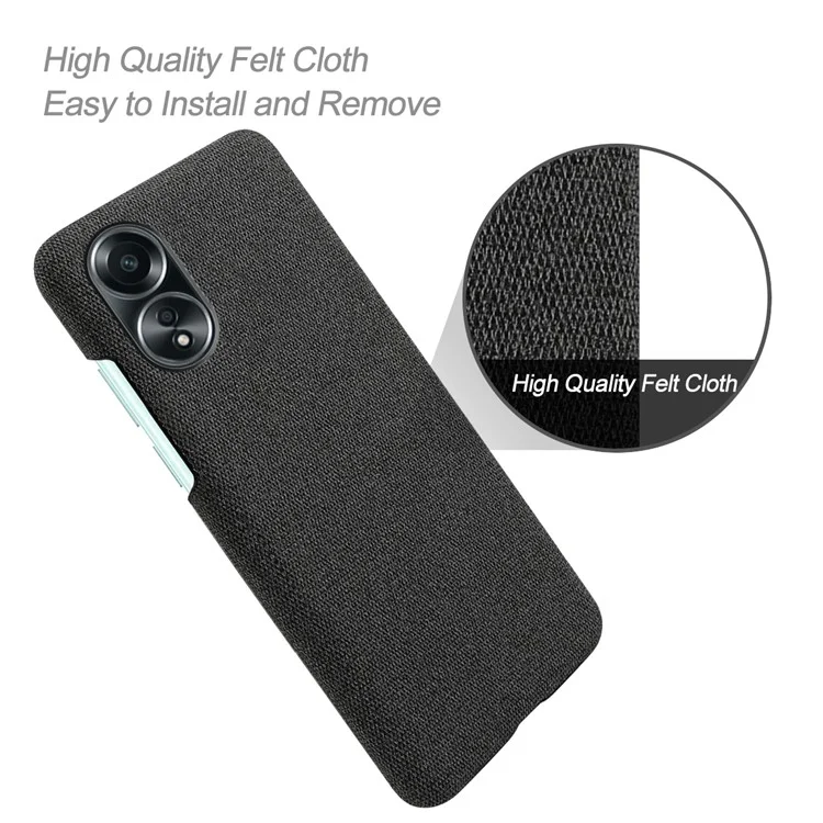 Für Oppo A58 4G Case Stoff Textur Anti-scratch-schutzpc-telefonabdeckung - Schwarz