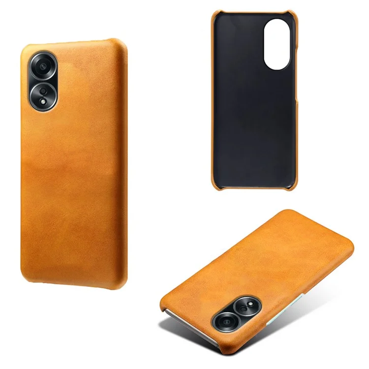 Für Oppo A58 4G Källe Kalte Textur PU Leder Hartes PC -schutz Telefonabdeckung - Orange
