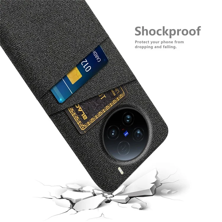 Для Vivo X100 Ultra 5G Case Clate + PC Hard Phone Cover с Двойными Слотами - Черный