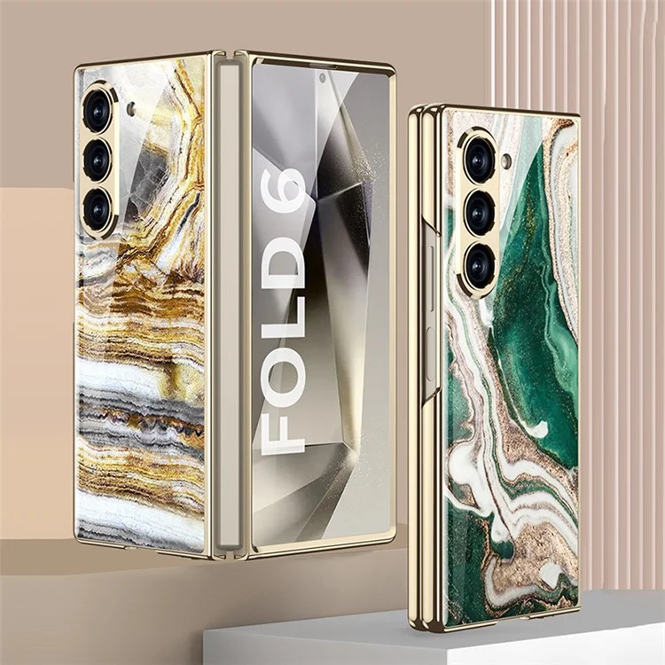 GKK Для Samsung Galaxy Z Fold6 5G Case Case Elecloplating Marble Patter - Стиль а