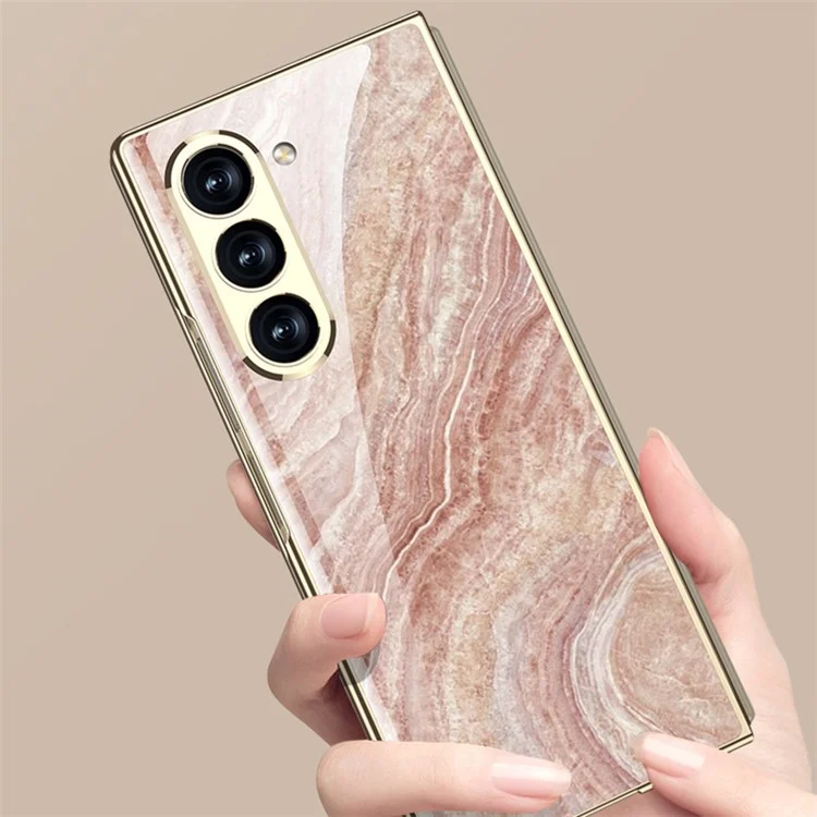 GKK Для Samsung Galaxy Z Fold6 5G Case Case Elecloplating Marble Patter - Стиль а
