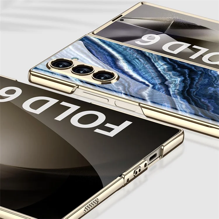 GKK Для Samsung Galaxy Z Fold6 5G Case Case Elecloplating Marble Patter - Стиль а