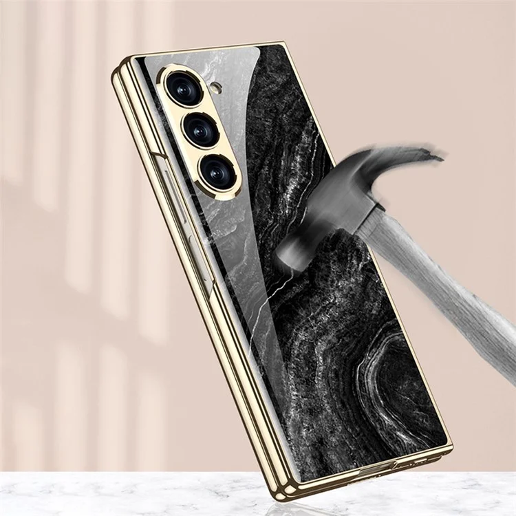 GKK Для Samsung Galaxy Z Fold6 5G Case Case Elecloplating Marble Patter - Стиль а