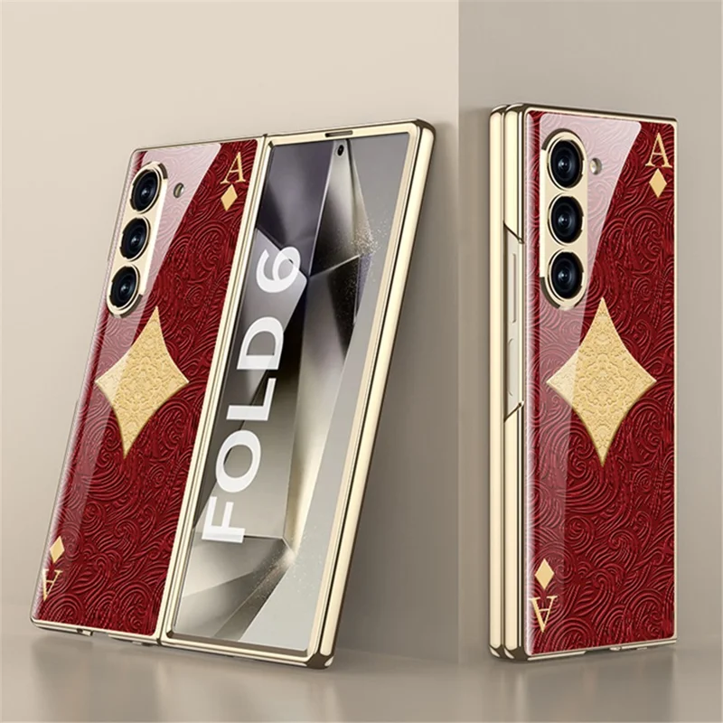 GKK Pour Samsung Galaxy Z Fold6 5G Électroque Électrople le Motif Imprimé Verre Tempéré + pc Couverture de Téléphon - Bloquer A