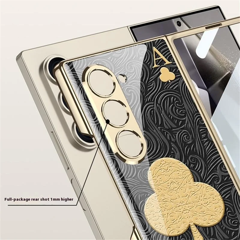 GKK Pour Samsung Galaxy Z Fold6 5G Électroque Électrople le Motif Imprimé Verre Tempéré + pc Couverture de Téléphon - Bloquer A