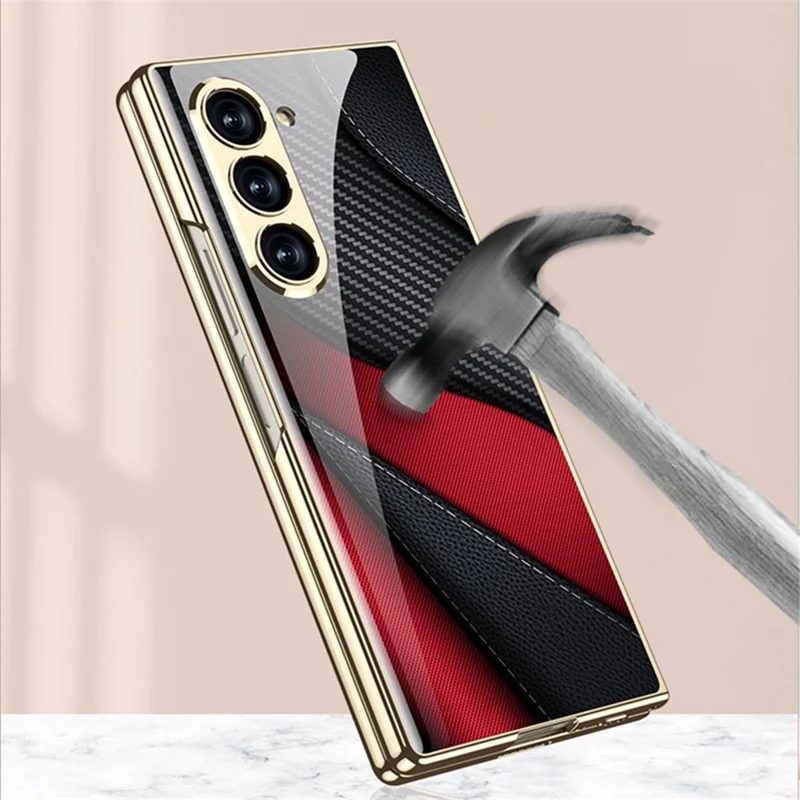 GKK Pour Samsung Galaxy Z Fold6 5G Électroque Électrople le Motif Imprimé Verre Tempéré + pc Couverture de Téléphon - Bloquer A