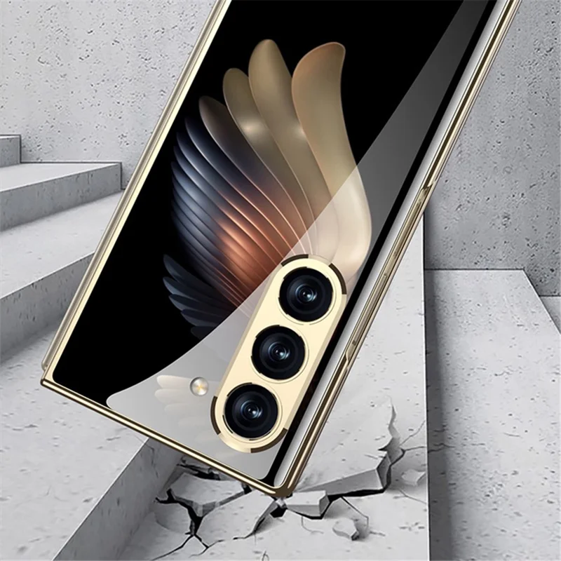 GKK Pour Samsung Galaxy Z Fold6 5G Électroque Électrople le Motif Imprimé Verre Tempéré + pc Couverture de Téléphon - Bloquer A