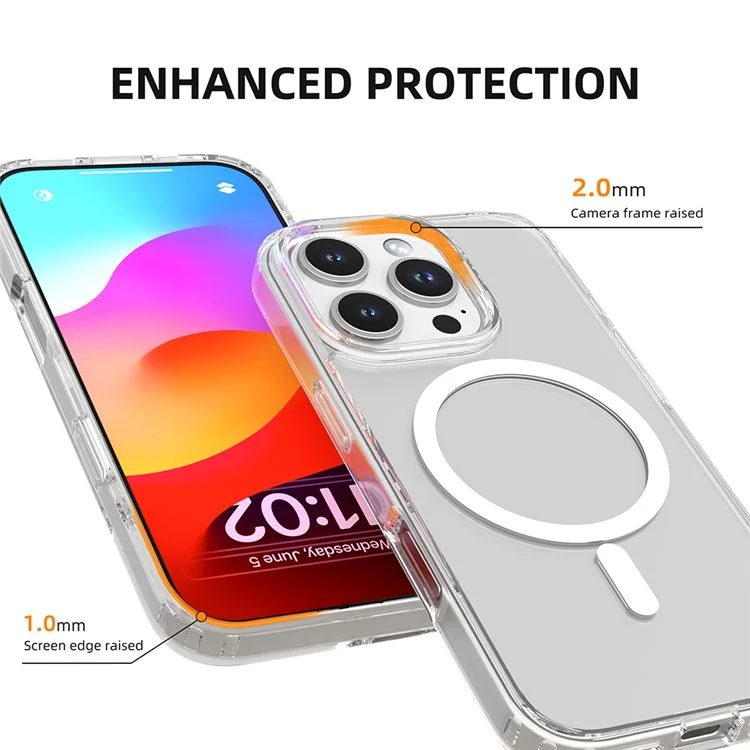 Мутативный Для Iphone 16 Pro Case, Совместим с Magsafe TPU+PC Clear Chepleph