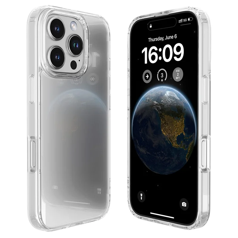 MUTURAL For iPhone 16 Pro Case Rounded Edge TPU+PC Clear Phone Cover