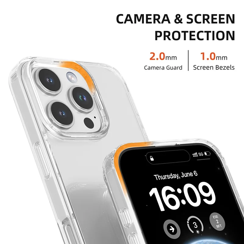 MUTURAL For iPhone 16 Pro Case Rounded Edge TPU+PC Clear Phone Cover