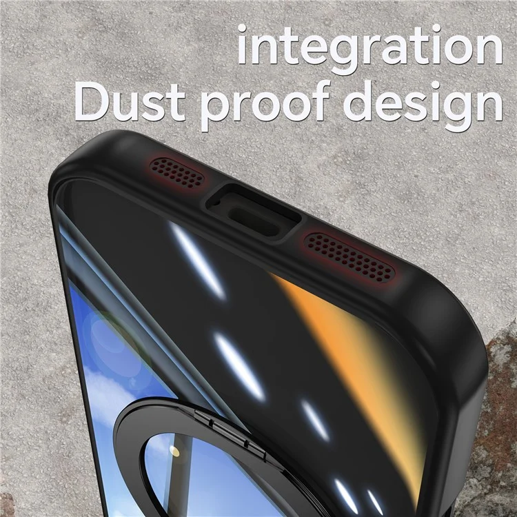 Für Iphone 16 Pro Case Rotatable Magnetic Kickstand TPU+PC -telefonabdeckung Mit Linsenfilm - Schwarz