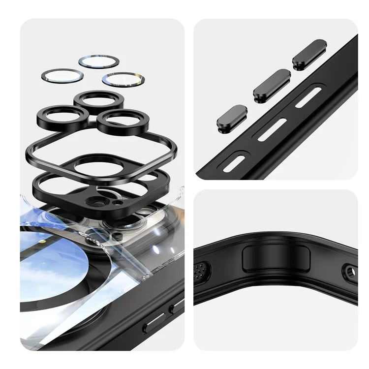 Für Iphone 16 Pro Case Rotatable Magnetic Kickstand TPU+PC -telefonabdeckung Mit Linsenfilm - Schwarz