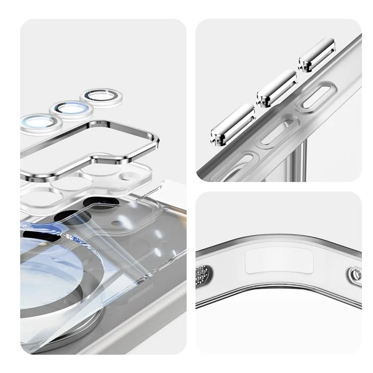 Für Samsung Galaxy S23 Case Rotatable Magnetic Kickstand TPU+PC -telefonabdeckung Mit Linsenfilm - Transparent Weiß