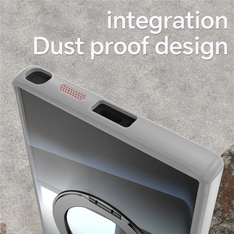 Para Samsung Galaxy S24 Ultra Case Rotatable Magnetic Kickstand Tpu+pc Teléfono Con Película de Lente - Gris