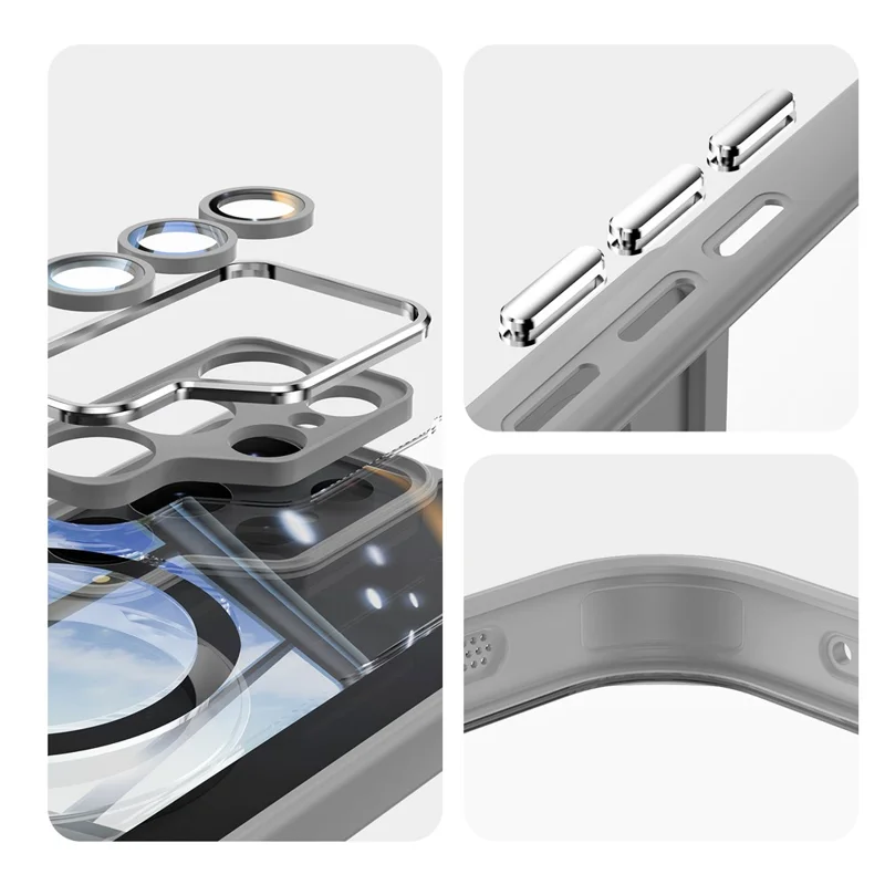 Para Samsung Galaxy S24 Ultra Case Rotatable Magnetic Kickstand Tpu+pc Teléfono Con Película de Lente - Gris