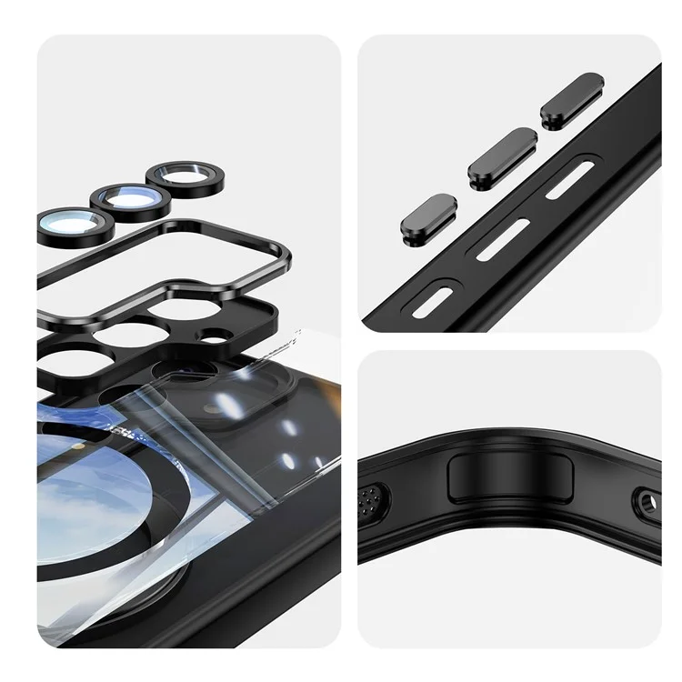 Für Samsung Galaxy S24+ Case Rotatable Magnetic Kickstand Tpu+ pc -telefonabdeckung Mit Linsenfilm - Schwarz