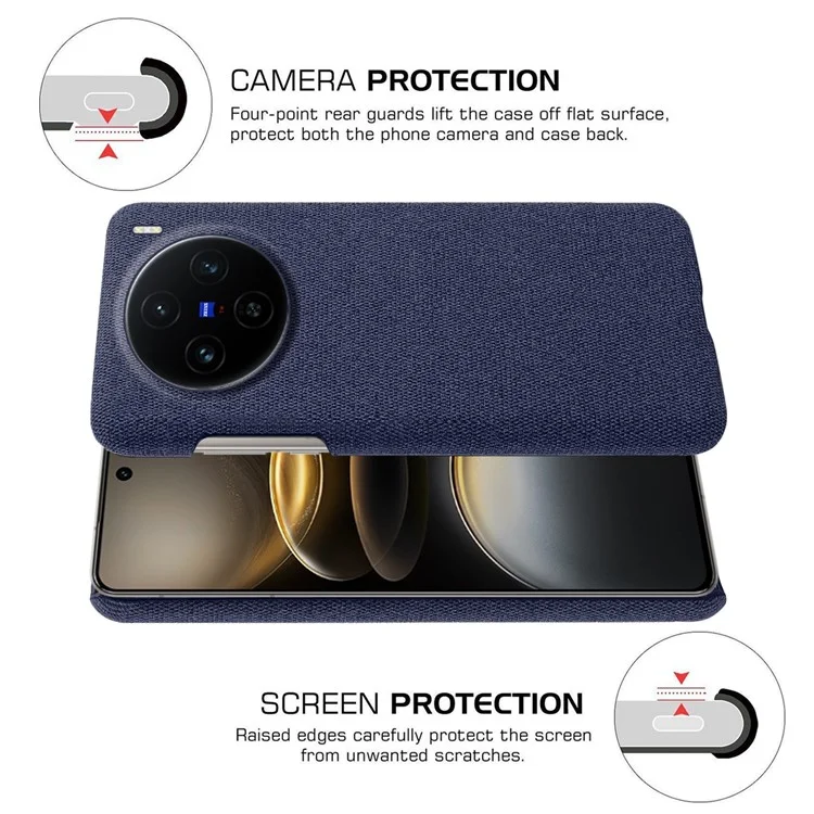 Für Vivo X100s 5G Case Tuchstextur Anti-kratzer-schutzpc-telefonabdeckung - Blau