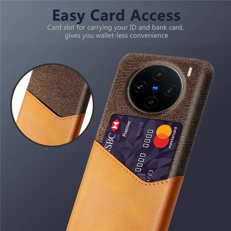 Per Vivo X100 5G Case PU Leather Call Slot Texture Coperchio Per Telefono PC - Arancia