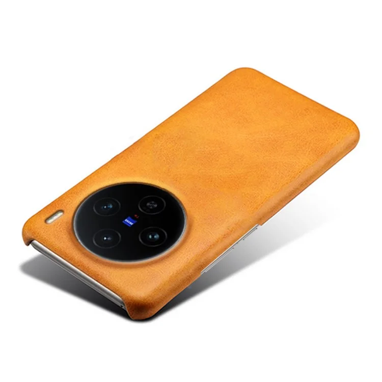 Para Vivo X100s 5G Case de Ternero Texture PU Leather Hard PC Protectivo Cubierta - Naranja