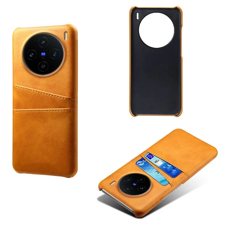 Für Vivo X100s 5G Hülle mit Dual-Kartenfächern, PU-Leder + robuste PC-Handyhülle - Orange