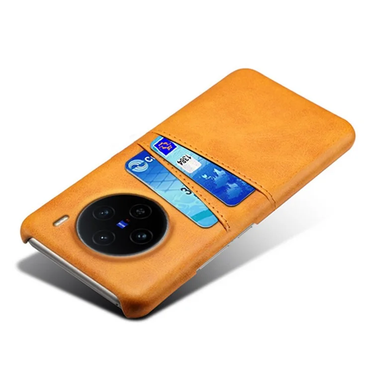 Für Vivo X100s 5G Hülle mit Dual-Kartenfächern, PU-Leder + robuste PC-Handyhülle - Orange