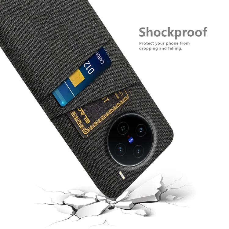 Für Vivo X100 5G Case Tuch + PC Hartes Telefonabdeckung Mit Dual -card -slots - Schwarz