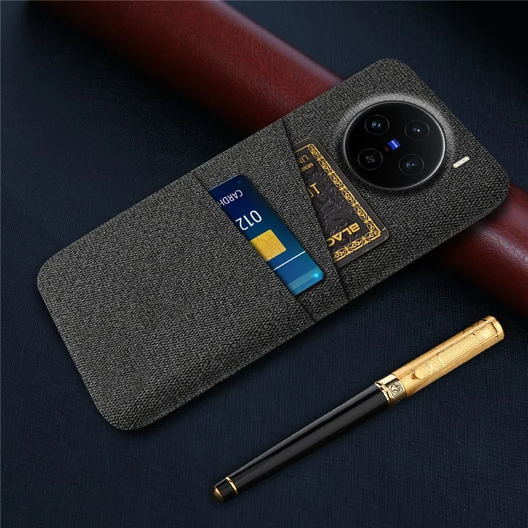 Für Vivo X100 5G Case Tuch + PC Hartes Telefonabdeckung Mit Dual -card -slots - Schwarz