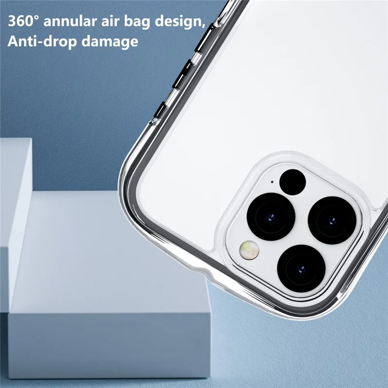 For iPhone 16 Pro Case Compatible with MagSafe Annular Airbags PC+TPU Phone Cover - Black